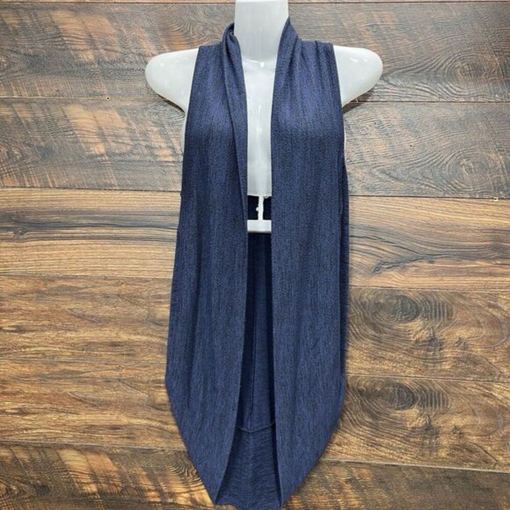 Twenty One Sweater Womens Small Petite‎ Blue Knit Open Vest Sleeveless Cardigan